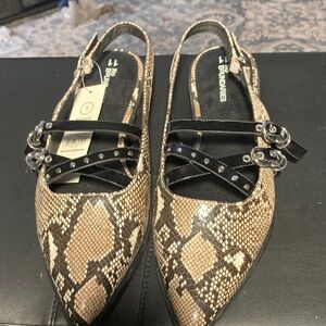 No Boundaries Black and Brown Snake Print Flats